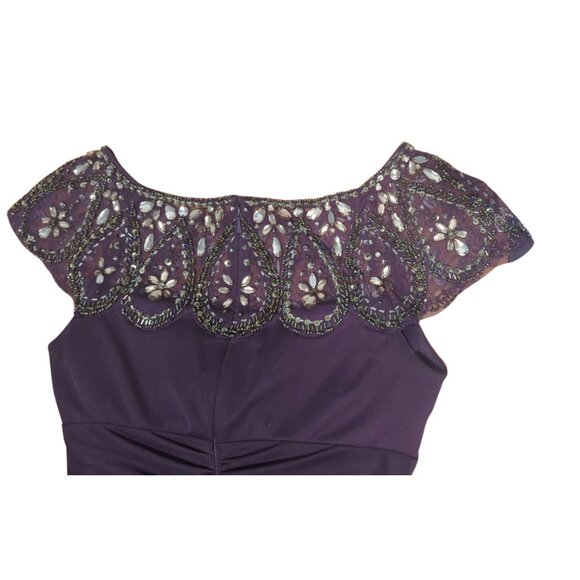 🌲 Plum Embellished Evening Gown – Xscape 6P | Holiday Party • NYE • Formal Dres - Picture 4 of 5
